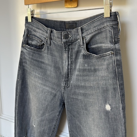 MOTHER The Insider Crop Step Fray Jeans Ace Of Spades Size 28 Washed Black - Picture 5 of 15